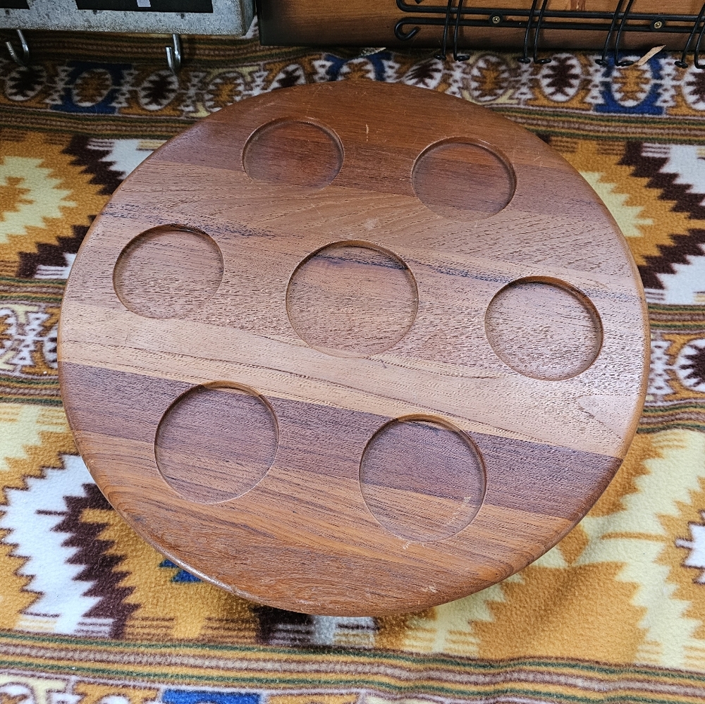 MCM Vintage Danish Teak Lazy Susan Condiment Tray